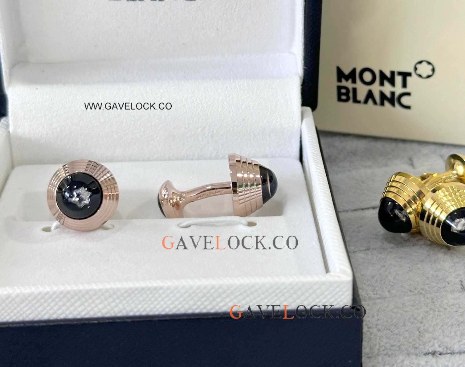 Diamond MontBlanc Cufflinks Rose Gold with Floating Stars